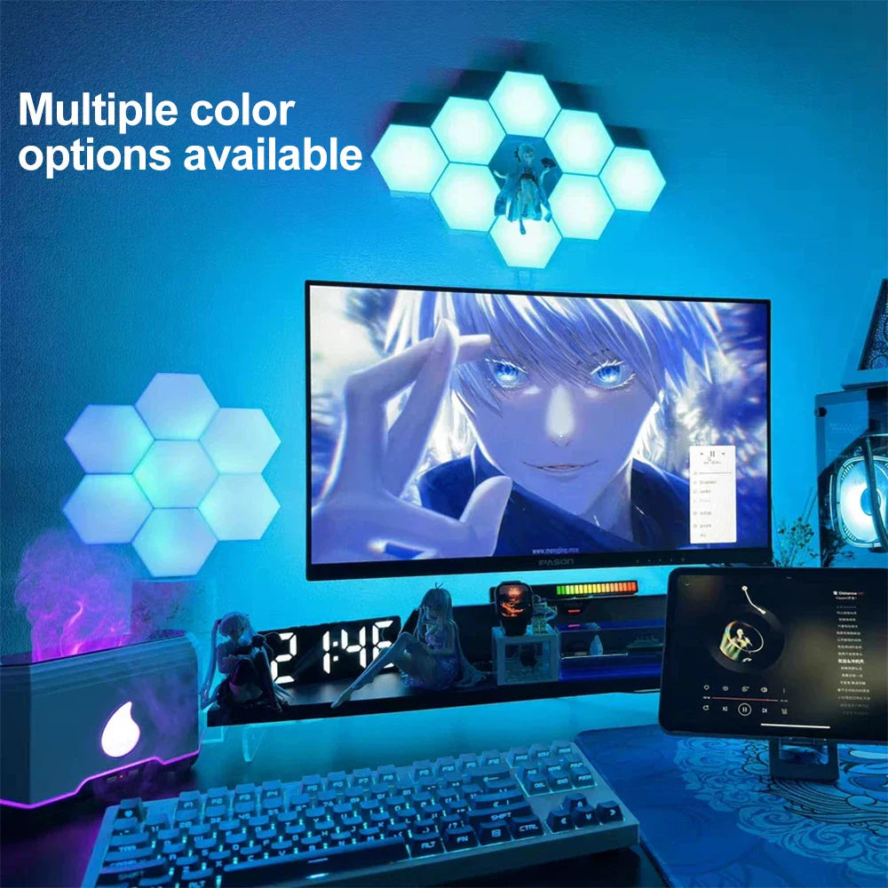 RGB Hexagon Wall Lights (10 Pack) – Smart LED Colour Changing Panels with Music Sync