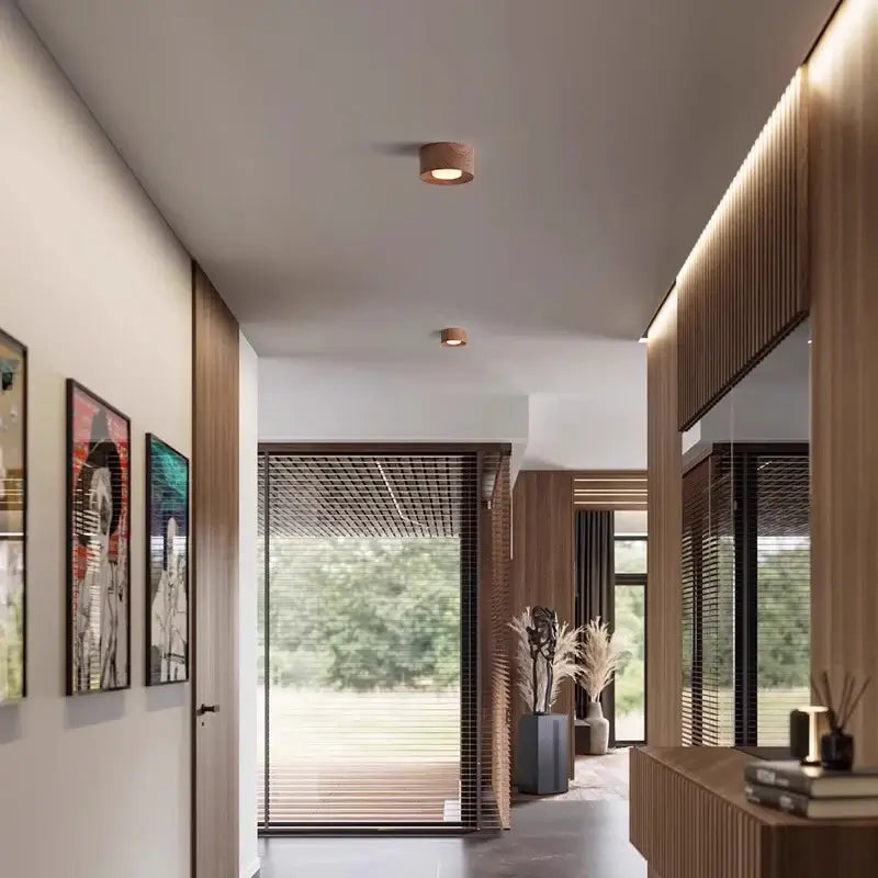 Modern Wooden Ceiling Light – Walnut Surface Mounted LED Light