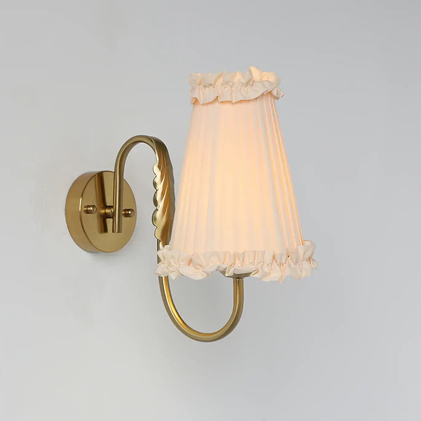Gold Pleated Fabric Wall Light – Modern E27 Wall Lamp for Bedroom & Living Room