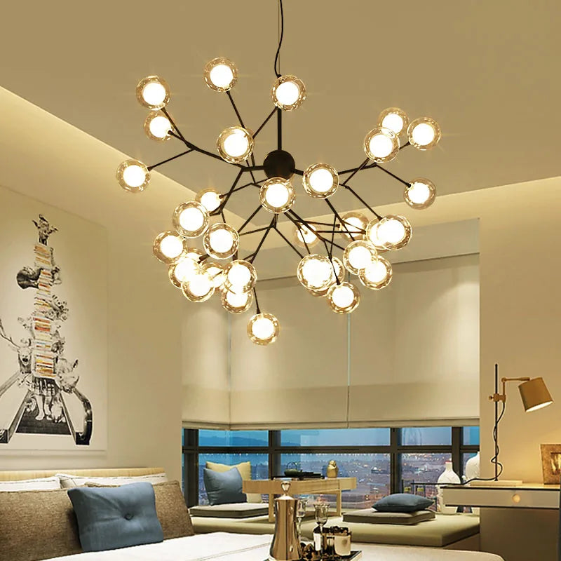 Modern Heracleum Glass Bubble Chandelier – Tree Branch LED Ceiling Light