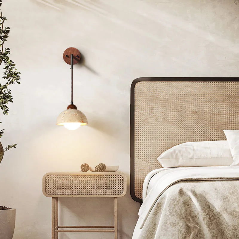 Huangdong stone wabi-Sabi wind bedroom bed wall lamp cream wind living room medieval designer retro home lamps