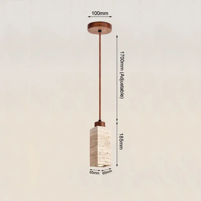 Wabi-Sabi Travertine Pendant Light – Japanese Marble Hanging Lamp