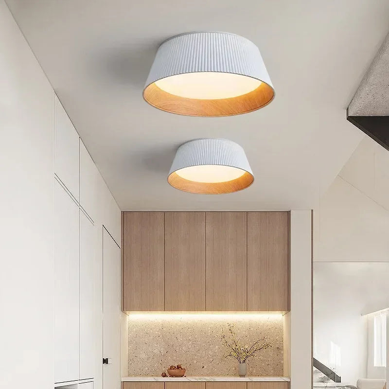 Modern Wood Grain LED Ceiling Light – Nordic Flush Mount Lamp for Bedroom & Dining Room