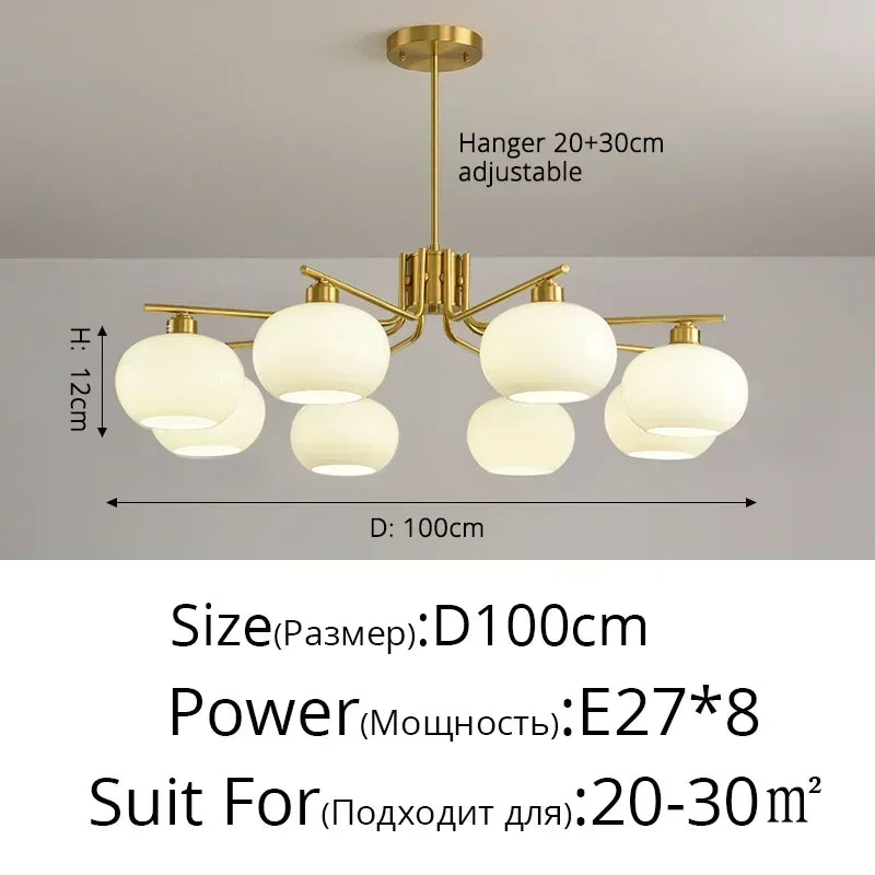 Nordic 3-Light Persimmon Pendant Light – Modern White Glass Ceiling Lamp