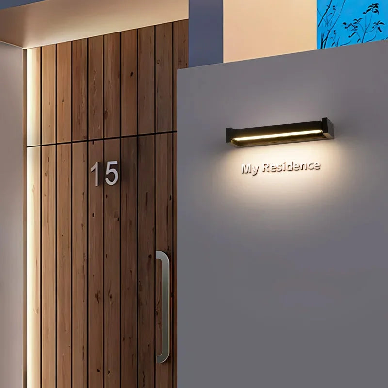 Outdoor Waterproof Wall Lamp Minimalist Style Patio Garden Wall Light Sign Plate Front Door Lights