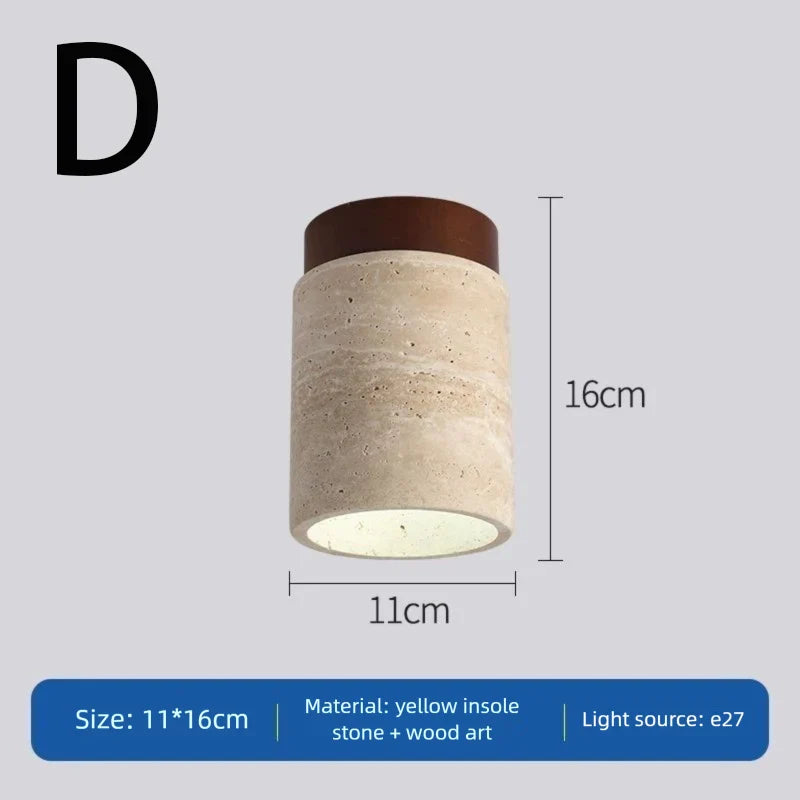 Yellow cave stone ceiling light, corridor light, entrance foyer, medieval wabi-sabi cream style entrance LED ceiling light