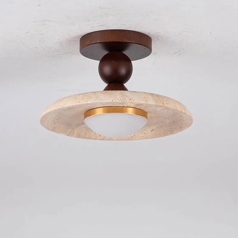 Yellow Cave Stone Walnut wood Corridor Light Japanese Wabi Sabi Style Balcony Entrance foyer Staircase Bedroom Ceiling Light