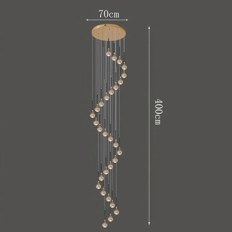 Nordic crystal lamps home decor Chandelier Glass ball living dining room Staircase Duplex indoor High-rise Ceiling Pendant light
