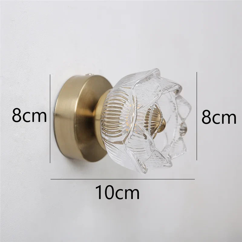 Nordic Crystal Lotus Wall Lamp LED Bedroom Bedside Background Light Modern Decoration Corridor Lighting Aisel Wall Sconce Lights