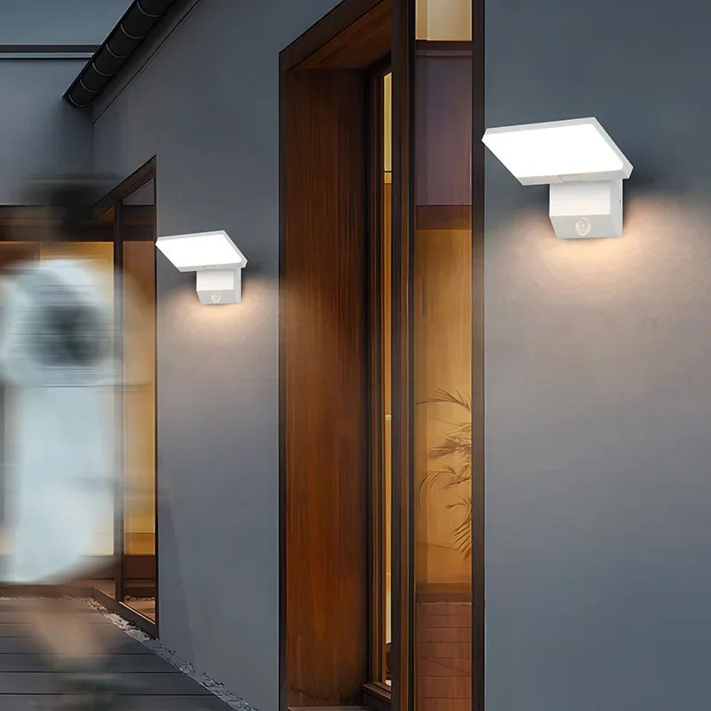 18W Motion Sensor Rotatable Outdoor Wall Lamp Waterproof Garden Courtyard Balcony Corridor Porch Light Villa Hotel Night Light