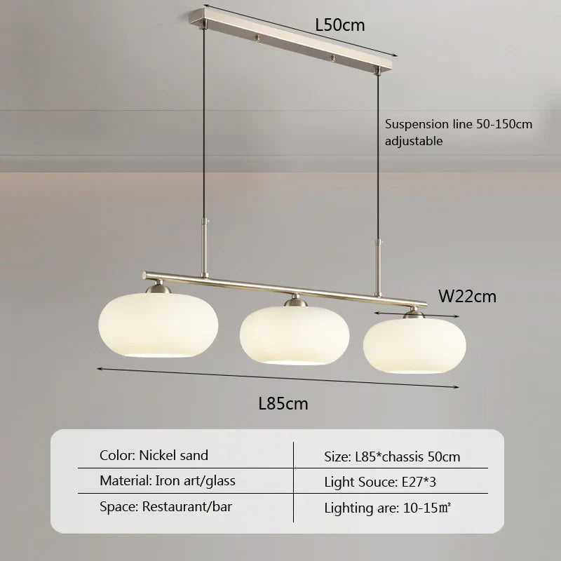 Nordic 3-Light Persimmon Pendant Light – Modern White Glass Ceiling Lamp