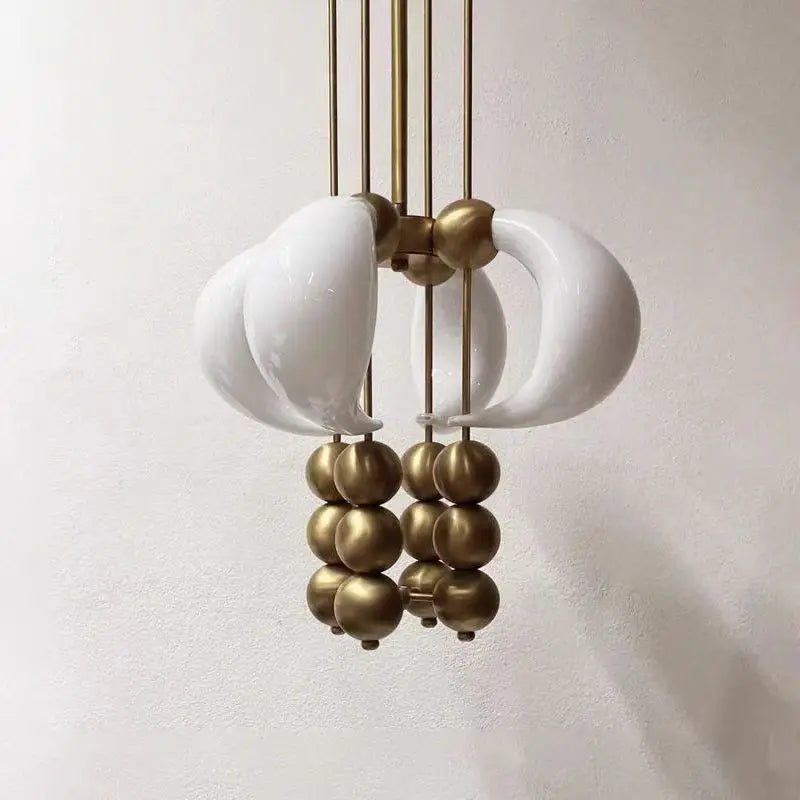 Modern Glass & Brass Pendant Light – Sculptural Orb Hanging Lamp