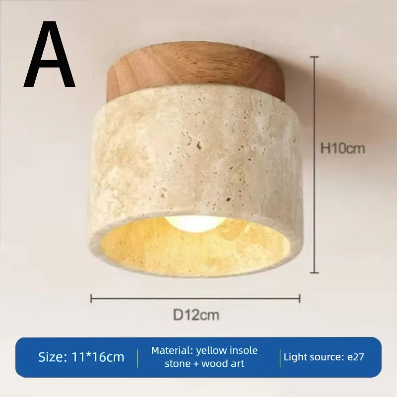 Yellow cave stone ceiling light, corridor light, entrance foyer, medieval wabi-sabi cream style entrance LED ceiling light