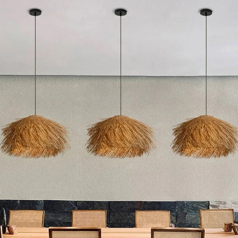 Art Countryside Vine Handmade Weaving Chandelier Homestay Restaurant Creative Living Room LED pendant lamp home Decor Lighting