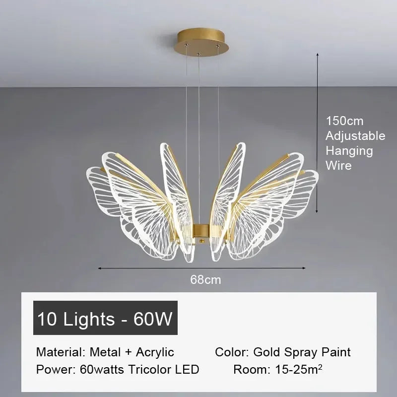 Butterfly Chandelier Minimalist arcylic hanging lights Creative lustres suspendu Living Room Bedroom kitchen island chandelier