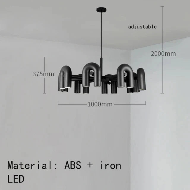 Nordic Designer U-shaped Water Pipe Chandelier Ins Rotatable Variable Shape Bedroom Living Room Home LED Lighting Fixture Decor