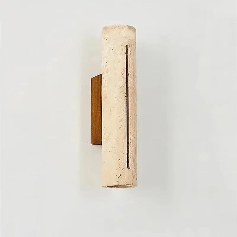 LED Wall Lamp Wabi Sabi Style Bedroom Bedside Light, Yellow Travertine Wall Light for Living Room Background Up & Down Lighting
