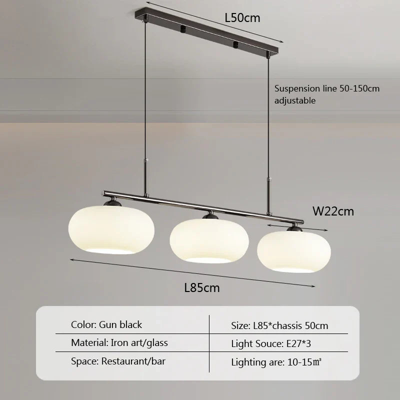 Nordic 3-Light Persimmon Pendant Light – Modern White Glass Ceiling Lamp