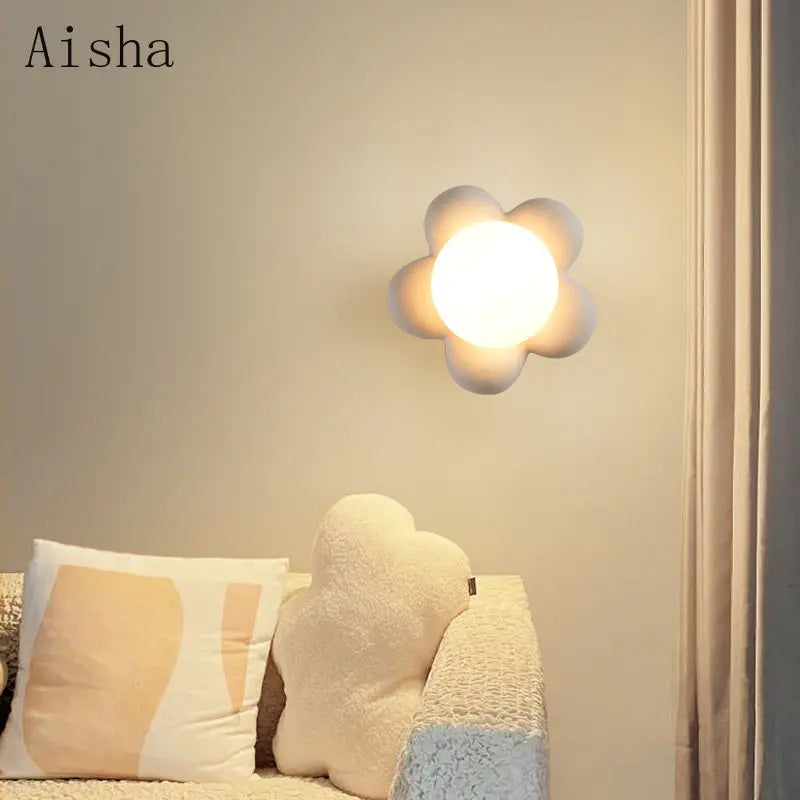 Children's Bedroom Wall Lamp Boys' Bedroom Bedside Sconces Nursery Amusement Park Flower Decorative LED Lighting Fixture