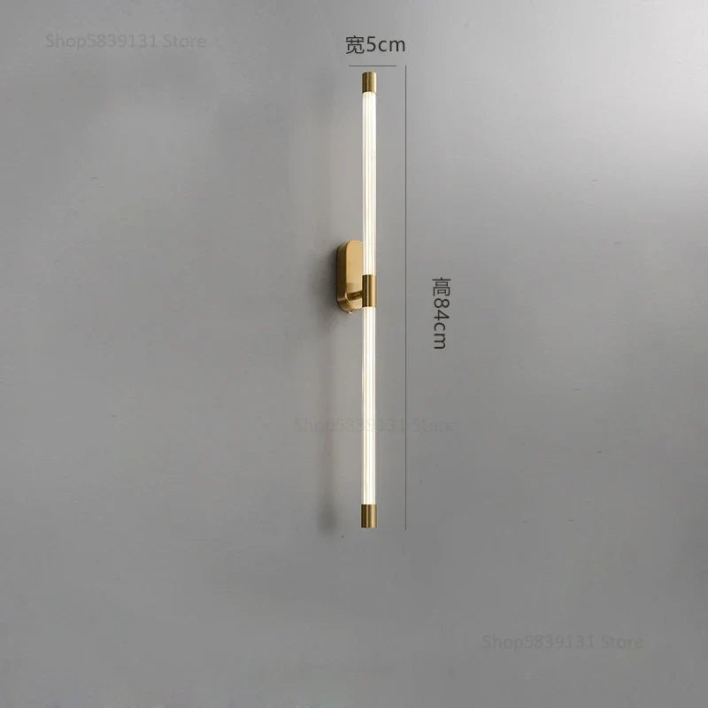 Modern Copper Wall Lamps Luxury Gold Geometric Lines Wall Lights Bedroom Bedside Lamp Living Room Background Wall Decor Lighting