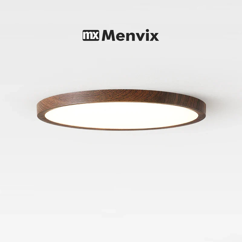 Modern LED Ceiling Light Circular Ultrathin Wood Grain Walnut Decorative Light Bedroom Dining Room Living Room Indoor Home Light