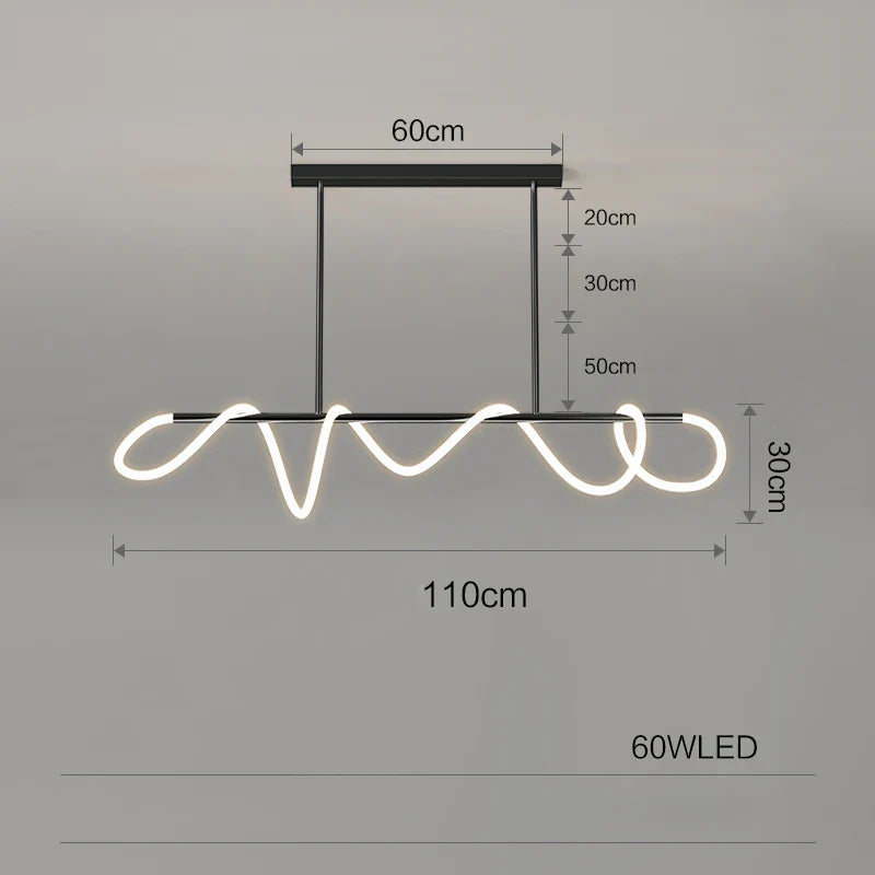 Modern Art Creative Ceiling Linear Long Strip LED Pendant Lamp,Lusters Bedroom Dining Room Indoor Home Decor Lighting Fixture
