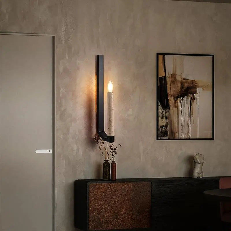 Modern Stone Candle Wall Light – Minimalist LED Wall Sconce