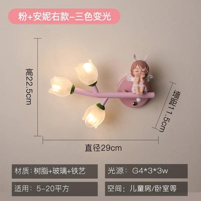 Children's Room Bedside Wall Lamp Girls' Bedroom Eye Protection Wall Light Energy-saving Modern Creative Cartoon Background Lamp