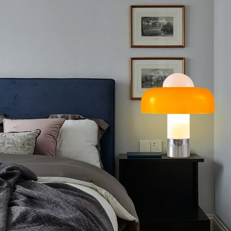 Italian Minimalist Floor Lamp Living Room Study Bedroom Bedside Orange Glass Mushroom Light Dining Room Sofa Decorative Lighting