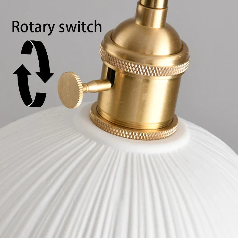 Retro Ceramic Pendant Light Artistic Mid-Century Dining Room Bar Table Entrance Balcony Semi-Circular Small Hanging Lamp
