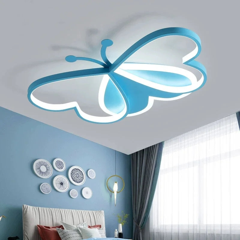 Modern Creative Butterfly Children's Room LED Ceiling Lamp Simple Bedroom Restaurant Chandelier Boys Girls House Decor Lighting
