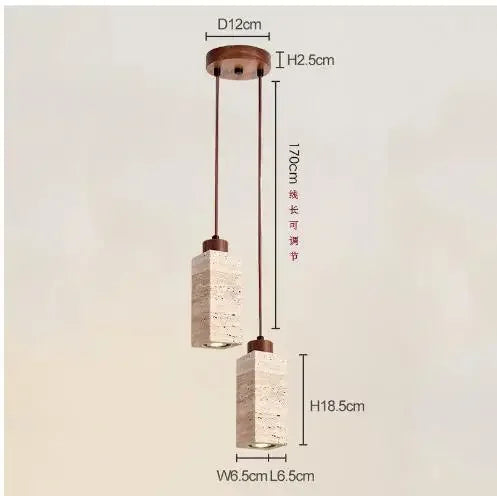 Wabi-Sabi Travertine Pendant Light – Japanese Marble Hanging Lamp