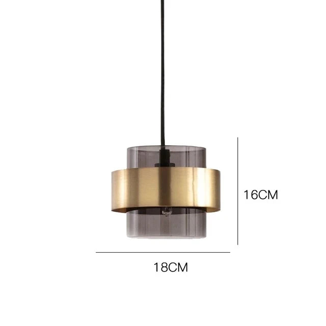 Nordic Glass Pendant Light – Modern Brass & Smoke Glass Hanging Lamp