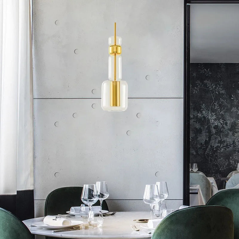 Modern Glass Cylinder Pendant Light – Minimalist LED Hanging Lamp