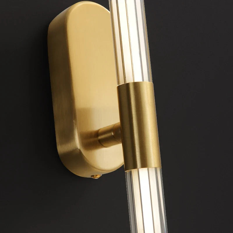 Modern Copper Wall Lamps Luxury Gold Geometric Lines Wall Lights Bedroom Bedside Lamp Living Room Background Wall Decor Lighting