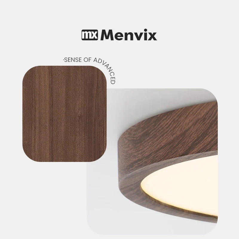 Modern LED Ceiling Light Circular Ultrathin Wood Grain Walnut Decorative Light Bedroom Dining Room Living Room Indoor Home Light