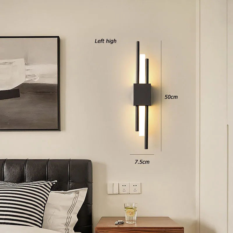 Nordic Gold/Black Bedhead Wall Light Luxury Bedroom Living Room Sofa Stairway Corridor Lighting Fixtures LED 85-240V
