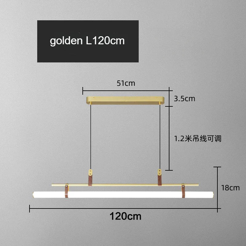 Modern Linear LED Pendant Light with Metal Frame – Minimalist Dining Table Hanging Lamp
