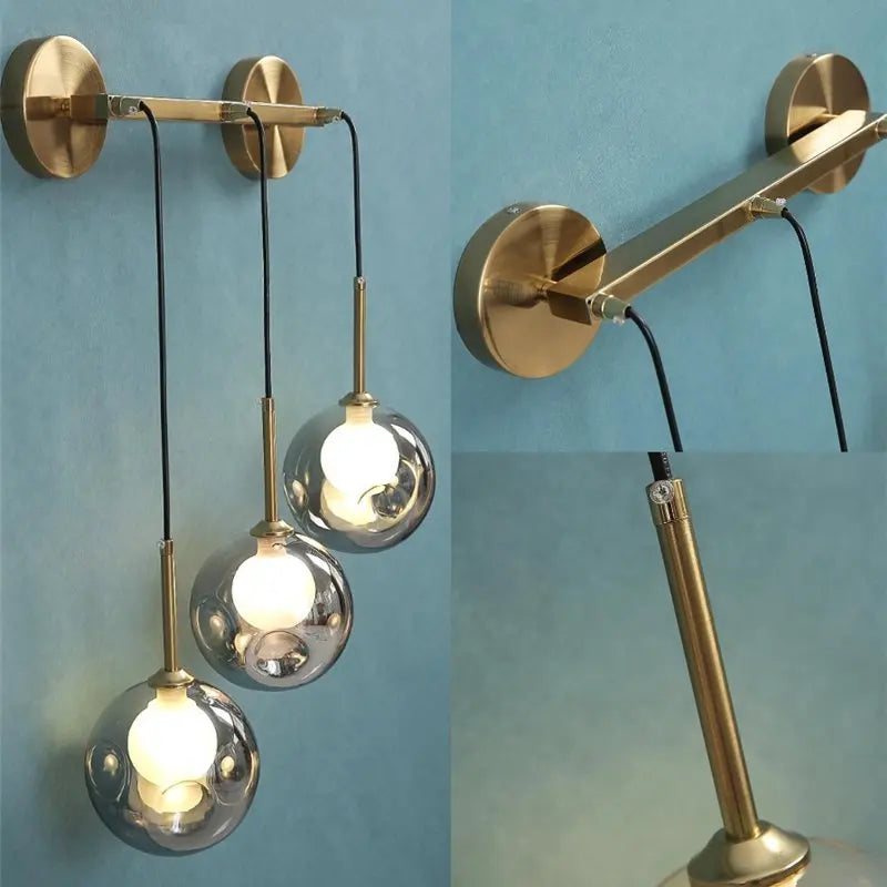 American Glass Wall Lamp Modern Minimalist Dining Room Wall Light Nordic Style Home Creative Personality Multi Head Mirror Lamps