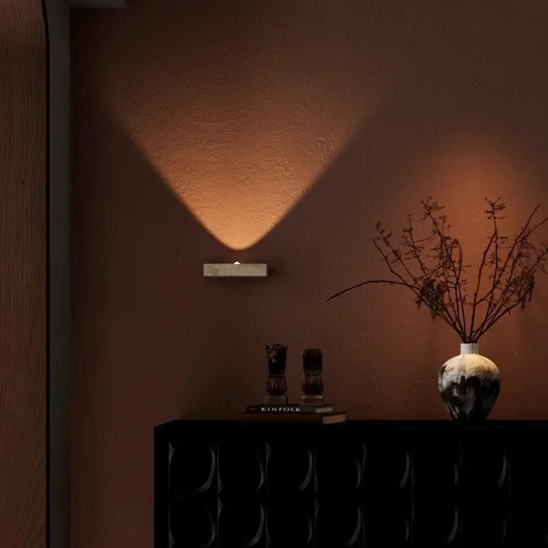 Yellow Travertine Wall Light – Wabi-Sabi Marble LED Sconce
