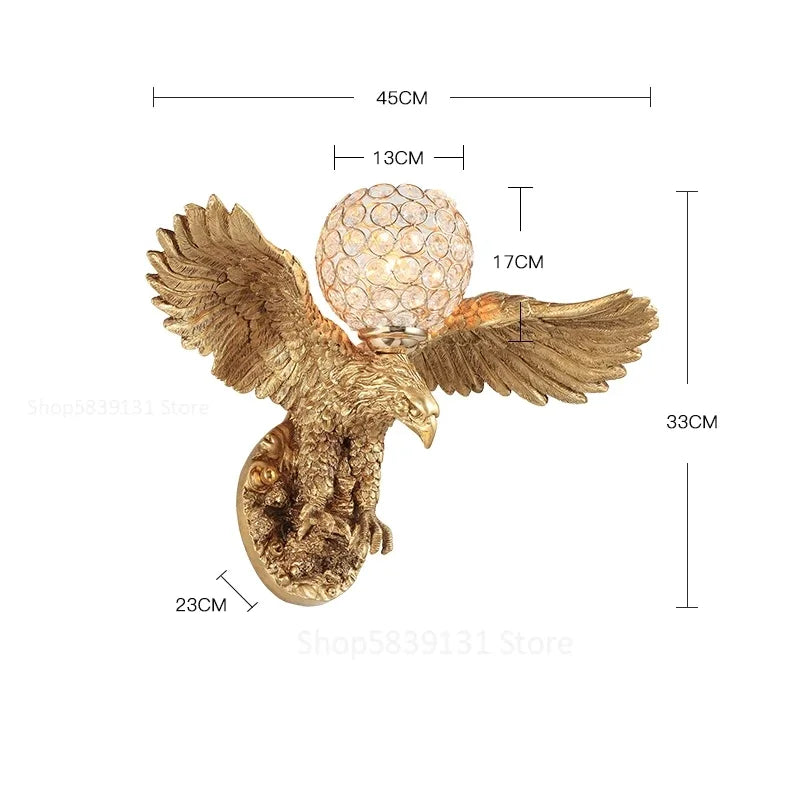 Modern Creative Resin Eagle Wall Lamp Nordic Living Room LED Wall Lights The Eagle Spread Its Wings Wall Decor Light Fixture E27