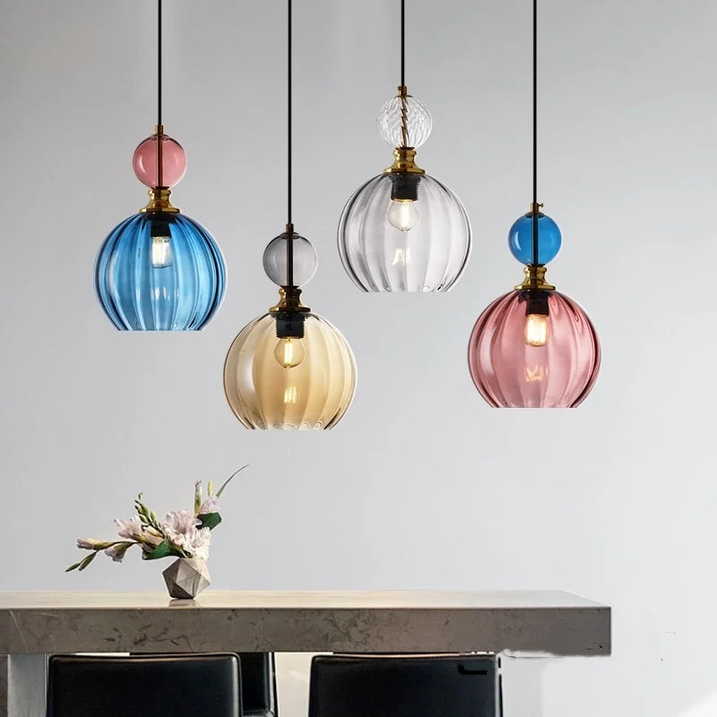 Danish Colorful Glass Pendant Light – Modern Decorative Hanging Lamp