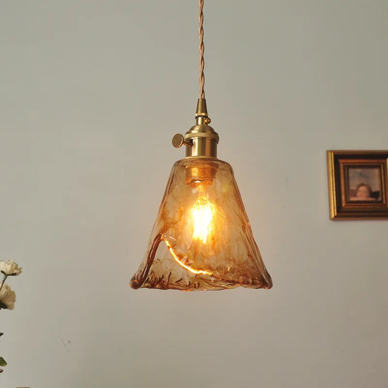 Glass Pendant Light Dining Room Nordic Copper Pendant Lamp brass Creative minimalist E27 Edison Hanging Lights For Restaurant