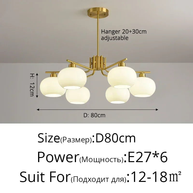 Nordic 3-Light Persimmon Pendant Light – Modern White Glass Ceiling Lamp