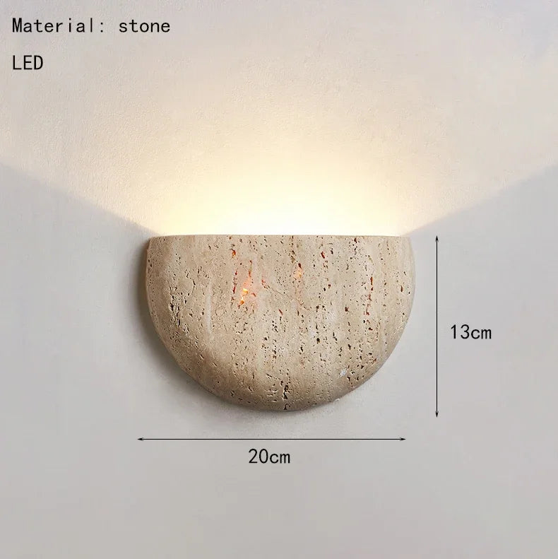 Natural Stone Wall Lamp – Modern Semi-Circular LED Wall Light
