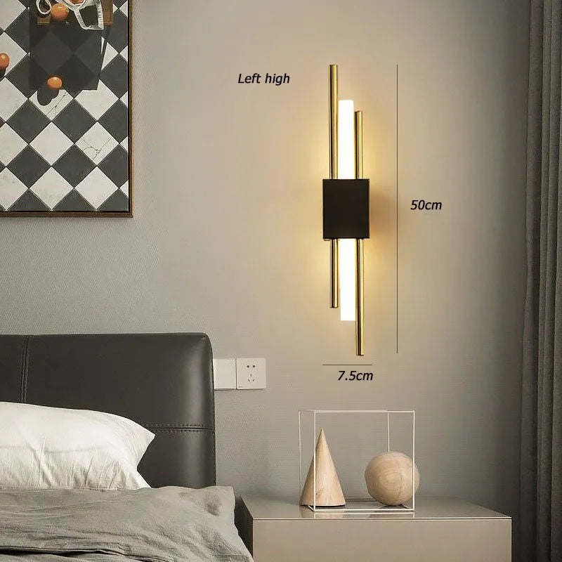 Nordic Gold/Black Bedhead Wall Light Luxury Bedroom Living Room Sofa Stairway Corridor Lighting Fixtures LED 85-240V