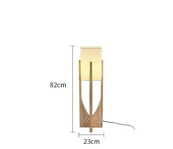 Japanese Style Wooden Floor Lamp – Minimalist Fabric Shade Light