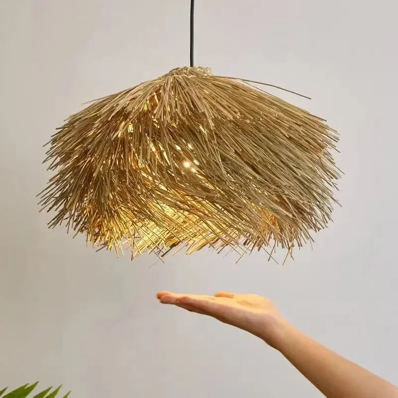 Art Countryside Vine Handmade Weaving Chandelier Homestay Restaurant Creative Living Room LED pendant lamp home Decor Lighting