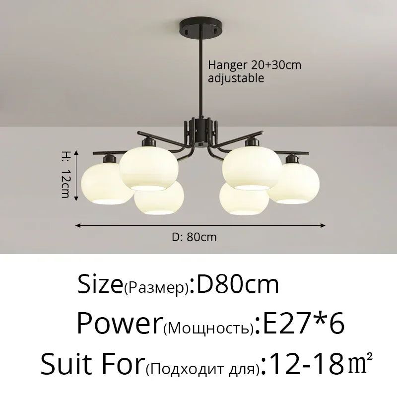 Nordic 3-Light Persimmon Pendant Light – Modern White Glass Ceiling Lamp