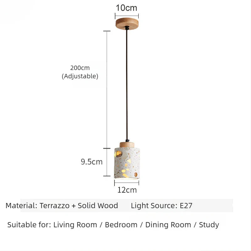 Translucent stone antique small pendant lamp Zen style bedroom bedside table dining room bar counter terrazzo Japanese walnut wo